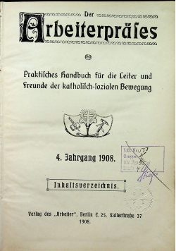 Der Arbeiterprafes 1908 r.