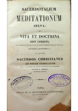Sacerdotalium Meditationum Sylva 1837 r.