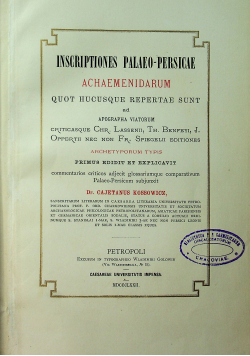 Inscriptiones palaeo persicae achaemenidarum 1872 r