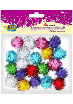 Pompony brokatowe 25mm mix 20szt.