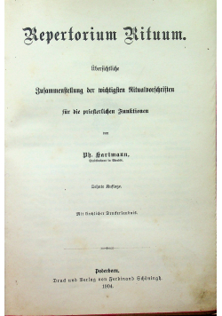 Repertorium Rituum Sehnte Auflage 1904 r