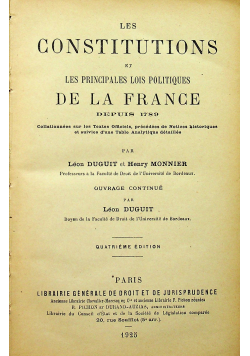 Les Constitutions et les principales lois politiques de la France 1925r
