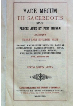 Vade Mecum Pii Sacerdotis  1816 r.