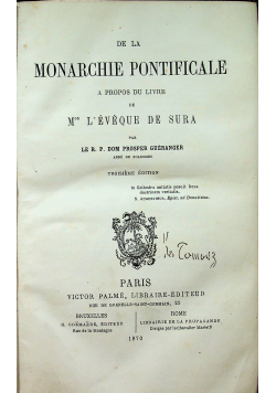 De la Monarchie Pontificale 1870 r