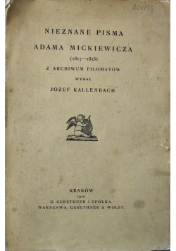 Nieznane pisma Adama Mickiewicza 1910 r.