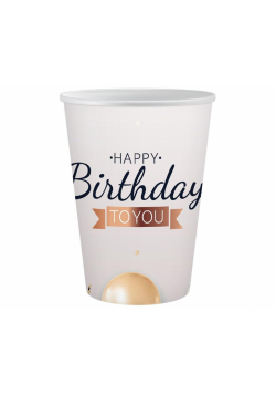 Kubeczki papierowe Happy Birthday 250ml 6szt