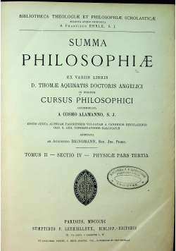 Summa Philosophiae Tomus II Sectio IV 1890 r.