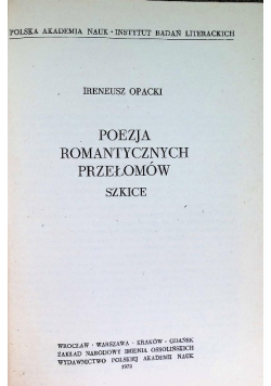 Poezja romantycznych przełomów szkice