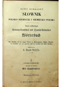Nowy dokładny Słownik Polsko Niemiecki i Niemiecko Polski 1872 r.