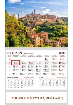 Kalendarz 2021 Ścienny Jednodzielny Siena