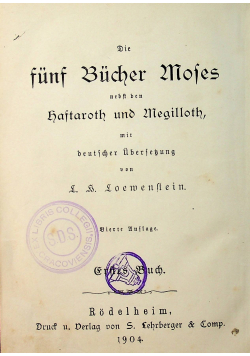 Die funf Bucher Moses 1904 r.