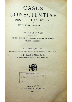 Casus Conscientiae Propositi ac Soluti 1925 r.