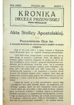 Kronika Diecezji Przemyskiej Pismo diecezjalne Rocznik 1933, 1933 r.