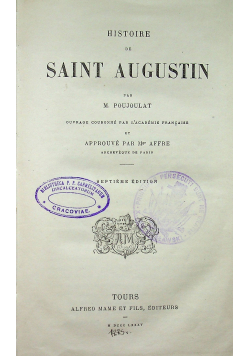 Histoire de Saint Augustin tome 1 1885 r.