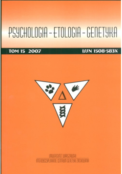 Psychologia etologia genetyka Tom 15/2007