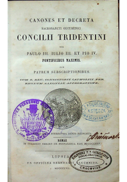 Canones et decreta sacrosancti oecumenici concilii tridentini  1857 r.
