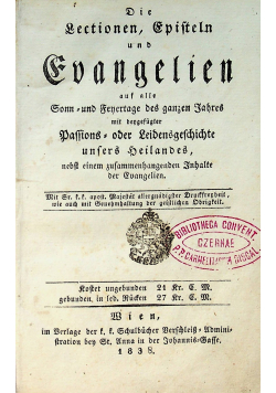 Die Lection Episteln und Ewangelien 1838r