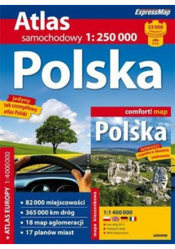 Polska - 1:250 000 atlas samochodowy + mapa laminowana
