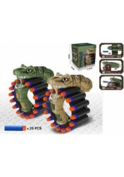 Pistolet Dino + pociski 20szt mix