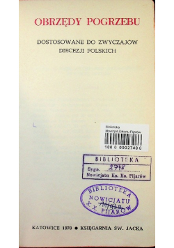 Obrzędy pogrzebu dostosowane do zwyczajów diecezji polskich