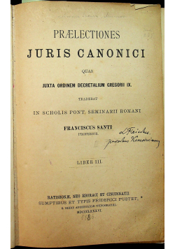Praelectiones Juris Canonici 3 tomy 1886 r