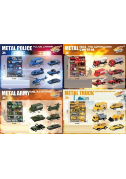 Pojazdy metalowe 6szt