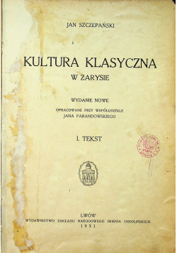 Kultura klasyczna w zarysie 1931 r