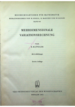 Mehrdimensionale variationsrechnung