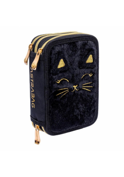 Piórnik potrójny z wyp Astrabag Fluffy Kitty Black