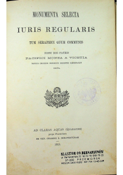 Monumenta Selecta Iuris Regularis  1913