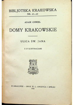 Domy krakowskie Ulica Św. Jana 1924 r.