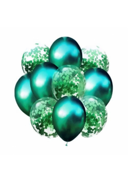Zestaw balonów metalik z konfetti ZIELONE