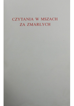 Czytania w Mszach za zmarłych