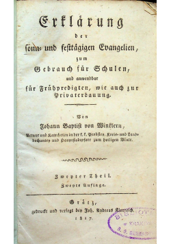 Crflarung der sonn und festtags Evangelien 1817 r