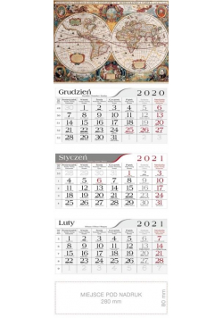 Kalendarz 2021 Trójdzieln Antyczna mapa CRUX