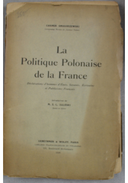 La politique Polonaise de la France 1926 r