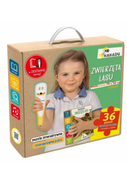 Pakiet z piórem KAKADU. Zwierzęta lasu / Puzzle interaktywne. Kakadu