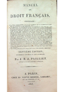 Manuel de droit français 1838 r.