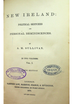New Ireland political sketches and Personal reminiscences 1878 r.