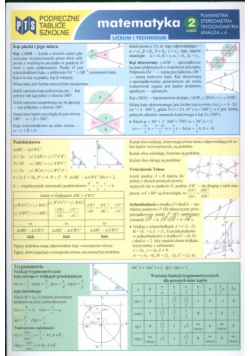 Podręczne tablice szkolne Matematyka 2 Planimetria Stereometria Trygonometria Analiza