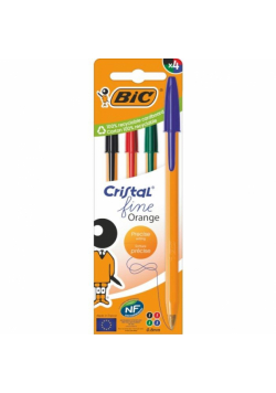Długopis Orange Fine Cristal 4szt mix BIC
