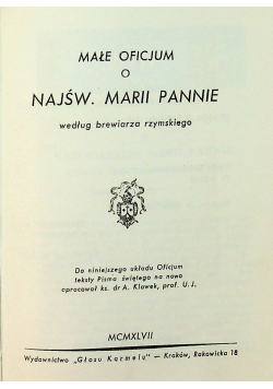 Małe oficjum o Najśw. Marii Pannie 1947 r.