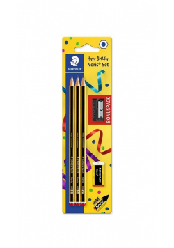 Ołówek Noris 3szt HB + gumka + temperówka
