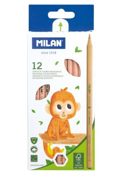 Kredki ołówkowe sześciokątne Natural 12 kol MILAN