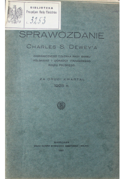 Sprawozdanie Charles S Deweya za drugi kwartał 1928 r, 1928 r.