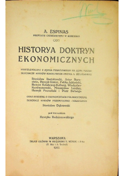 Historya Doktryn Ekonomicznych A. Espinas, 1912 r.