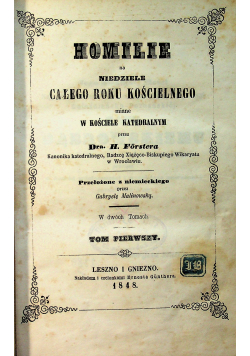 Homilie na niedziele całego roku kościelnego  1848 r.