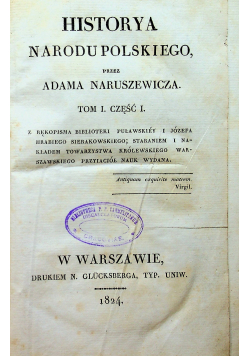 Historya Narodu Polskiego Tom I Cz I 1824 r.
