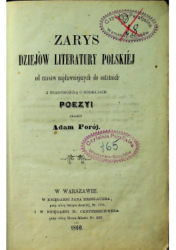 Zarys dziejów literatury polskiej 1860r