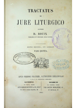 Tractatus de Jure Liturgico 1861 r